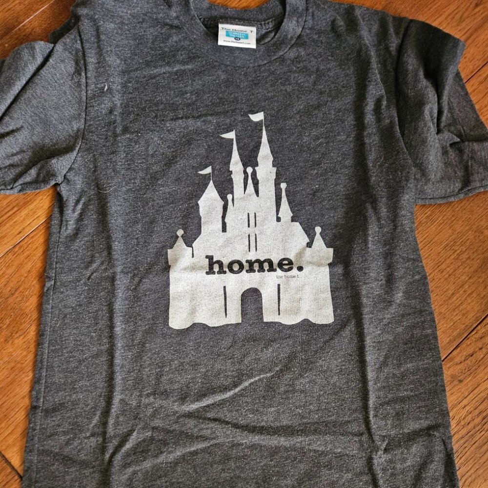 The Home T Disney Castle Home Dark Grey Shirt MENS size XS